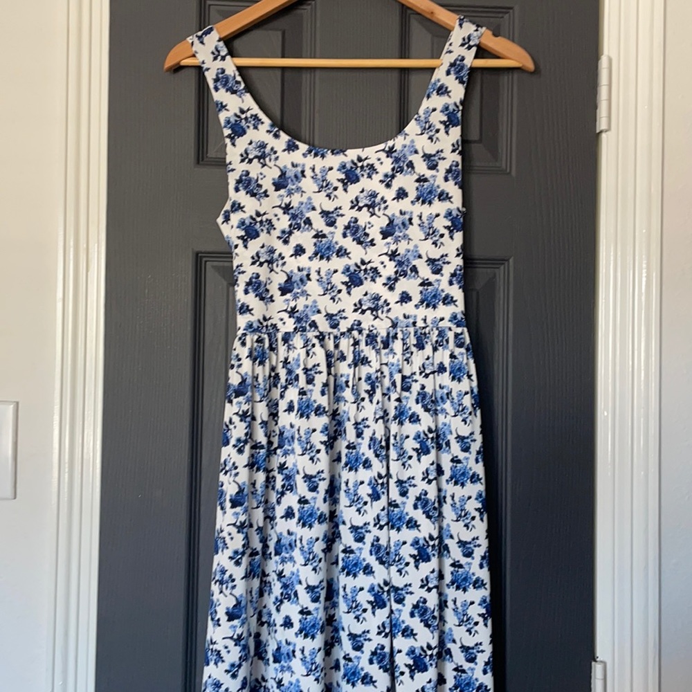 -Italian floral white and blue dress